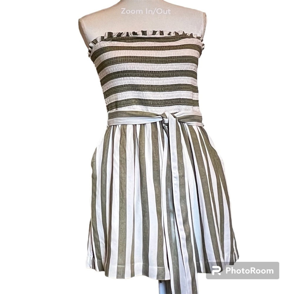 American Eagle Outfitters Striped Jumpsuit - Green and White